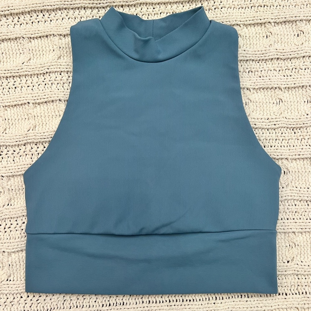Kyodan Blue Mock Neck Crop Top